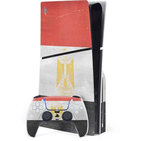 Egyptian Flag Distressed PS5 Slim Disk Bundle Skin